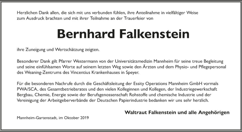 Traueranzeigen Von Bernhard Falkenstein Trauerportal Ihrer Tageszeitung