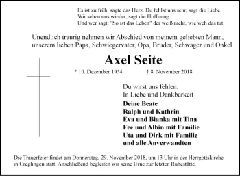 Traueranzeige von Axel Seite von Fränkische Nachrichten