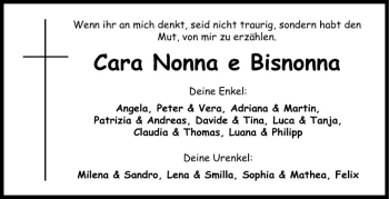 Traueranzeige von Cara  Nonne e Bisnonna von Fränkische Nachrichten