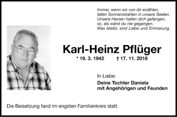 Traueranzeige von Karl-Heinz Pflüger von Fränkische Nachrichten