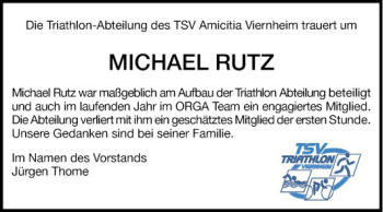 Traueranzeige von Michael Rutz von Südhessen Morgen