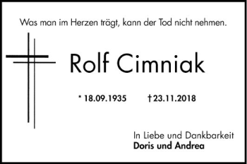 Traueranzeige von Rolf Cimniak von Mannheimer Morgen