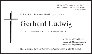 Traueranzeige von Gerhard Ludwig von Mannheimer Morgen / Schwetzinger Zeitung