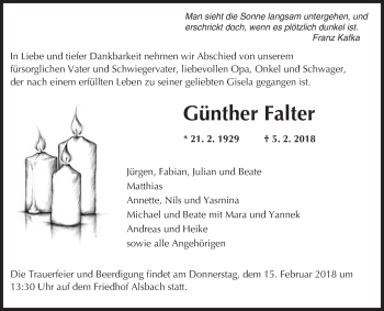 Traueranzeige von Günther Falter von Bergsträßer Anzeiger