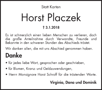 Traueranzeige von Horst Placzek von Mannheimer Morgen / Schwetzinger Zeitung