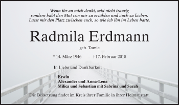 Traueranzeige von Radmila Erdmann von Mannheimer Morgen