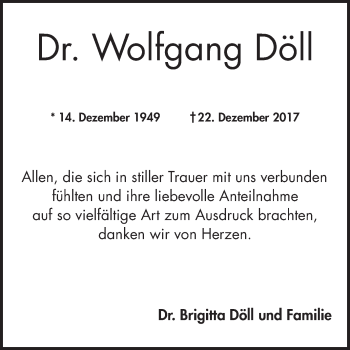 Traueranzeige von Wolfgang Döll von Bergsträßer Anzeiger