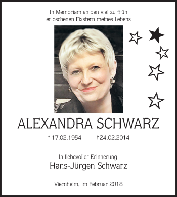 Traueranzeige von Alexandra Schwarz von Mannheimer Morgen