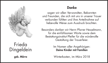Traueranzeige von Frieda Dingeldein von Bergsträßer Anzeiger