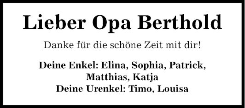  Traueranzeige für Berthold Lang vom 23.06.2018 aus Fränkische Nachrichten