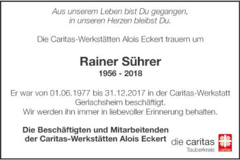 Traueranzeige von Rainer Sührer von Fränkische Nachrichten