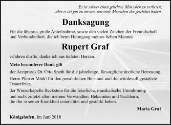 Traueranzeige von Rupert Graf von Fränkische Nachrichten