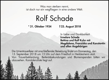 Traueranzeige von Rolf Schade von Mannheimer Morgen