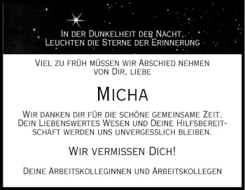 Traueranzeige von Michaela Bucher von Fränkische Nachrichten