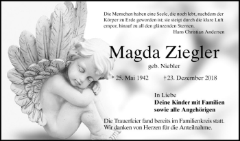 Traueranzeige von Magda Ziegler von Mannheimer Morgen