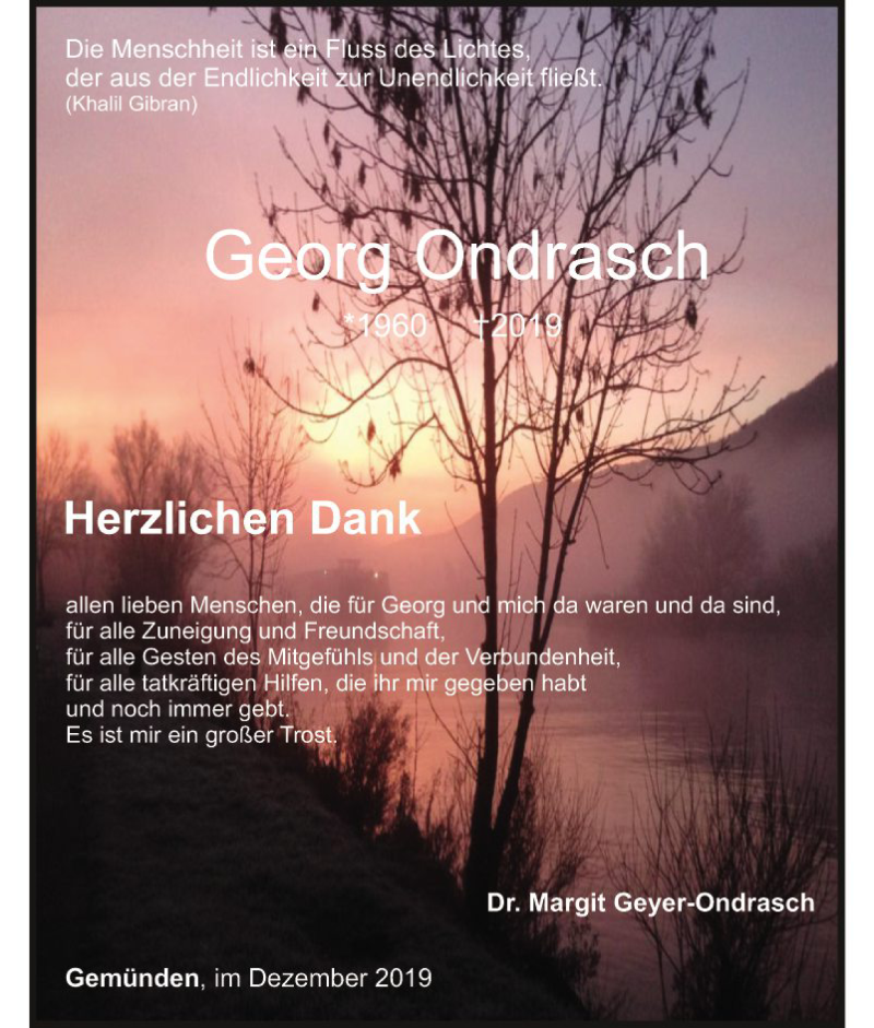  Traueranzeige für Georg Ondrasch vom 28.12.2019 aus Fränkische Nachrichten