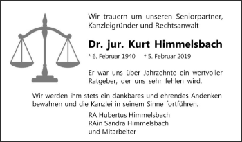 Traueranzeige von Kurt Himmelsbach von Mannheimer Morgen