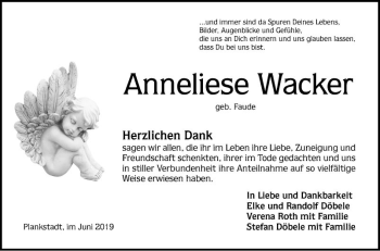 Traueranzeige von Anneliese Wacker von Schwetzinger Zeitung