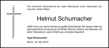 Traueranzeige von Helmut Schumacher von Südhessen Morgen