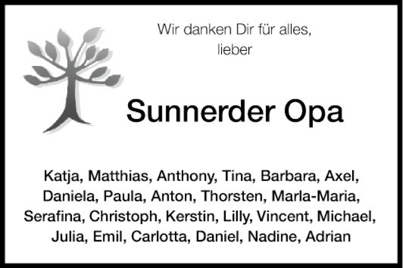  Traueranzeige für Sunnerder  vom 23.07.2019 aus Fränkische Nachrichten