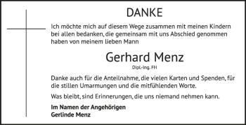 Traueranzeige von Gerhard Menz von Mannheimer Morgen
