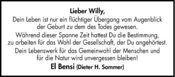Traueranzeige von Willy  von Bergsträßer Anzeiger