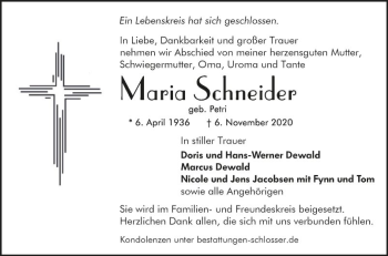 Traueranzeige von Maria Schneider von Südhessen Morgen