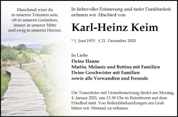 Traueranzeige von Karl-Heinz Keim von Fränkische Nachrichten