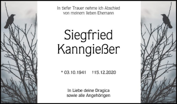 Traueranzeige von Siegfried Kanngießer von Mannheimer Morgen
