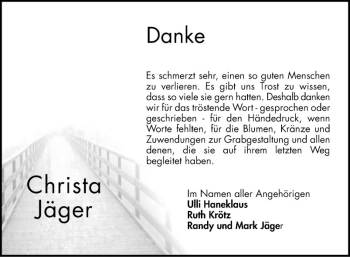 Traueranzeige von Christa Jäger von Südhessen Morgen