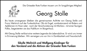 Traueranzeige von Georg Stolle von Bergsträßer Anzeiger