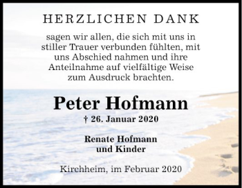 Traueranzeige von Peter Hofmann von Fränkische Nachrichten