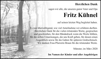 Traueranzeige von Fritz Kühnel von Fränkische Nachrichten