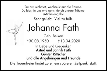 Traueranzeige von Johanna Fath von Mannheimer Morgen