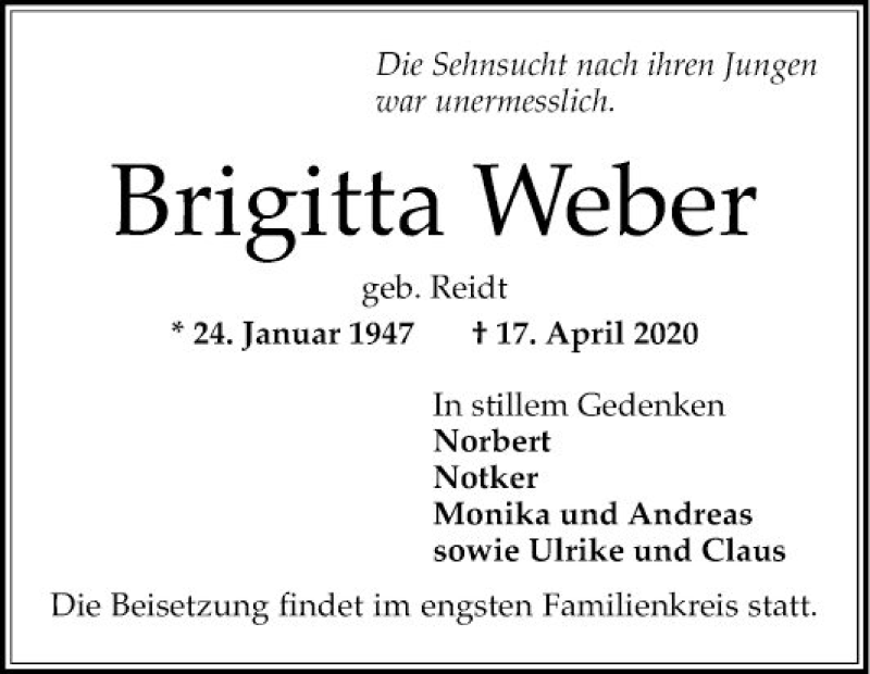 Traueranzeige für Birgitta Weber vom 02.05.2020 aus Mannheimer Morgen