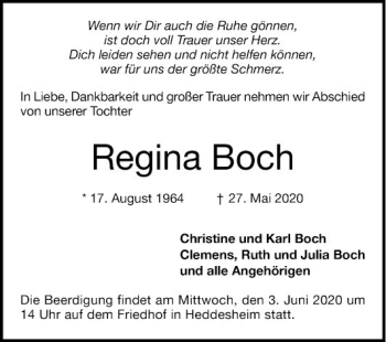 Traueranzeige von Regina Boch von Mannheimer Morgen