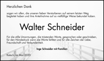 Traueranzeige von Walter Schneider von Schwetzinger Zeitung