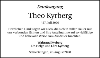 Traueranzeige von Theo Kyrberg von Schwetzinger Zeitung