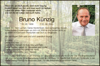 Traueranzeige von Bruno Künzig von Fränkische Nachrichten