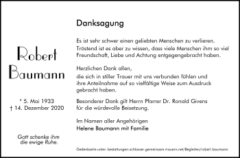 Traueranzeige von Robert Baumann von Südhessen Morgen