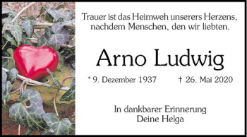 Traueranzeige von Arno Ludwig von Mannheimer Morgen