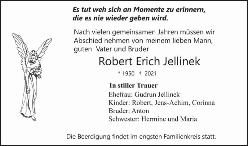  Traueranzeige für Robert Erich Jellinek vom 11.12.2021 aus Schwetzinger Zeitung