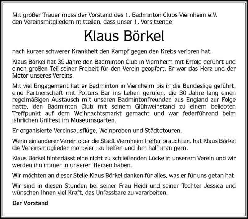  Traueranzeige für Klaus Börkel vom 13.03.2021 aus Mannheimer Morgen