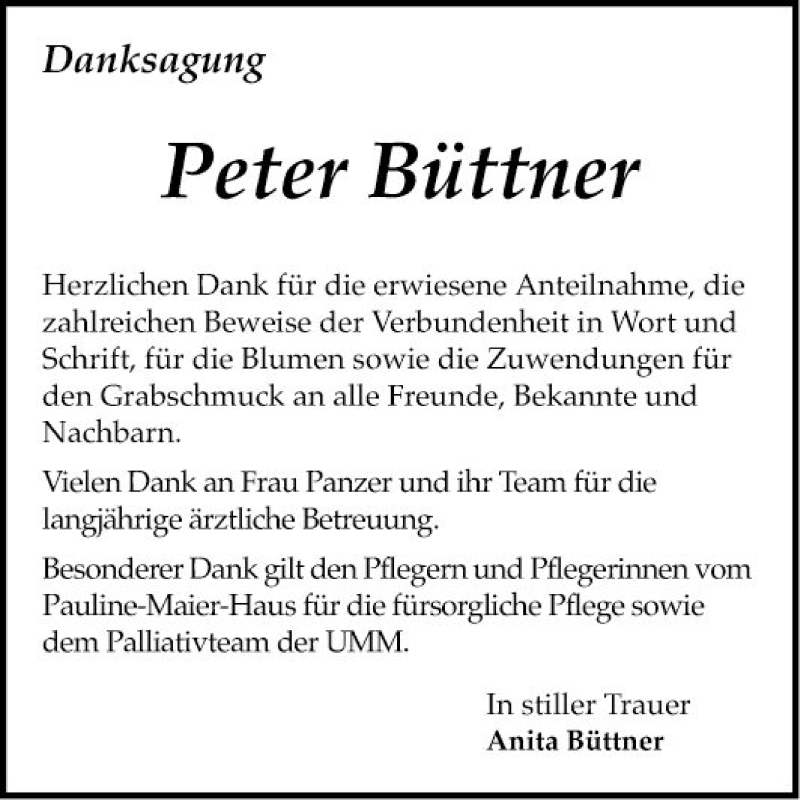  Traueranzeige für Peter Büttner vom 20.02.2021 aus Mannheimer Morgen