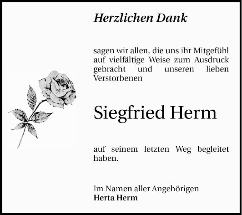  Traueranzeige für Siegfried Herm vom 26.06.2021 aus Schwetzinger Zeitung