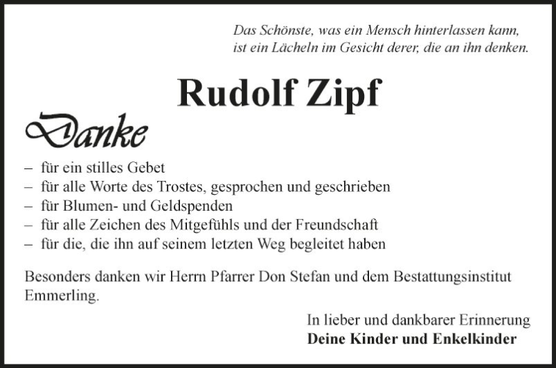  Traueranzeige für Rudolf Zipf vom 15.01.2022 aus Fränkische Nachrichten
