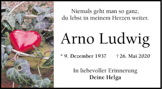 Traueranzeige von Arno Ludwig von Mannheimer Morgen