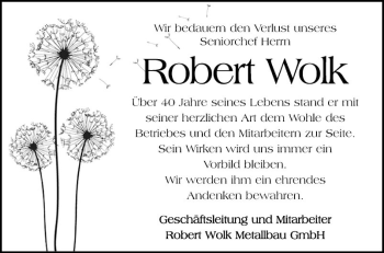 Traueranzeige von Robert Wolk von Mannheimer Morgen