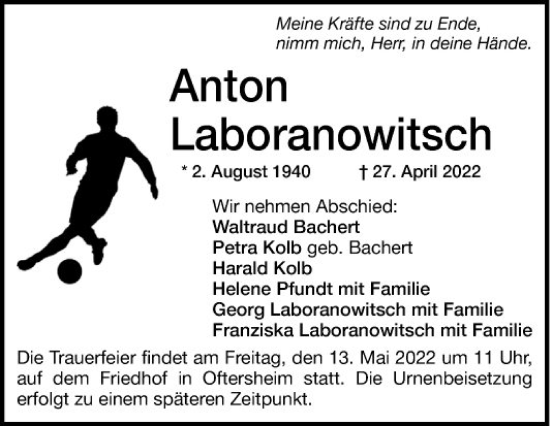 Traueranzeige von Anton Laboranowitsch von Schwetzinger Zeitung