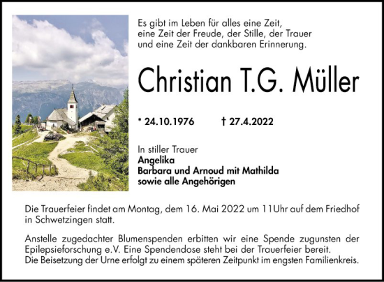 Traueranzeige von Christian T.G. Müller von Schwetzinger Zeitung